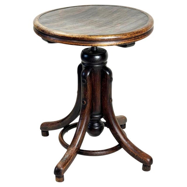 Wood Art Deco Adjustable Piano Stool from Fischel, Former Czechoslovakia, 1920s For Sale - Image 7 of 7
