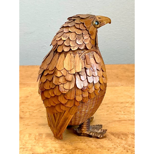 Wood Vintage Shanghai Weave Woven Rattan Bird For Sale - Image 7 of 12