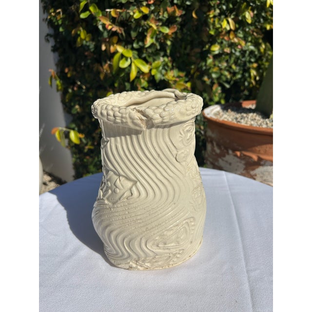 Ceramic Vintage Ivory Studio Pottery Vase For Sale - Image 7 of 17
