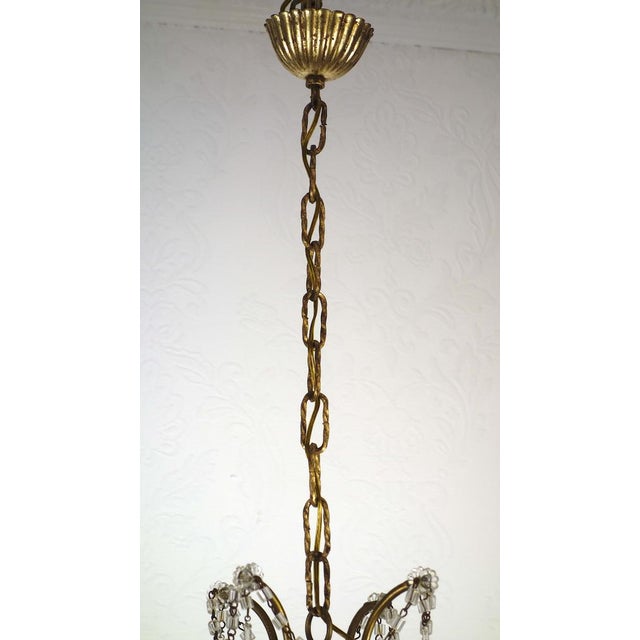 Gold-Plated Metal & Murano Glass Drop Chandelier, 1930s For Sale - Image 9 of 14