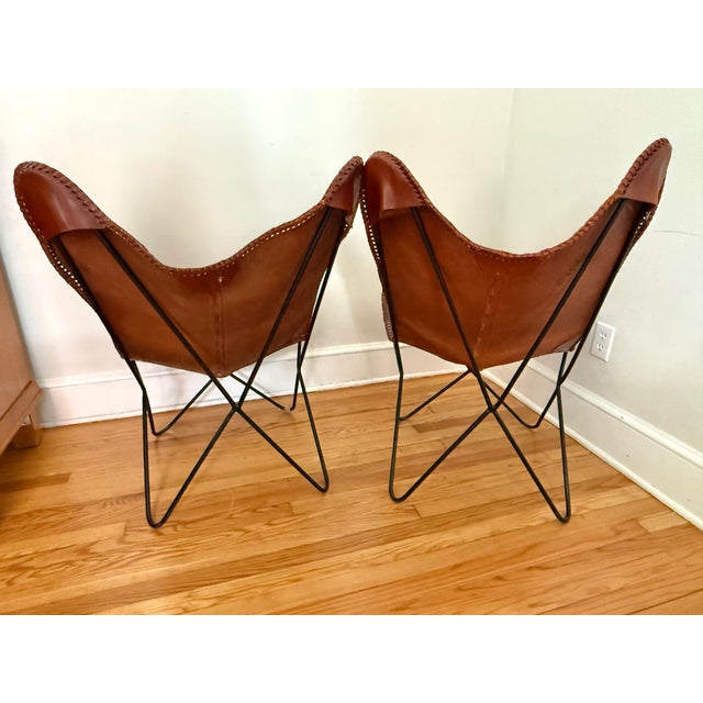 Jorge Ferrari Hardoy Pair of 1960s Argentine Import Leather Butterfly Chairs, After Jorge Ferrari-Hardoy for Knoll For Sale - Image 4 of 17