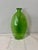 Set of 3 hand-blown controlled-bubble flattened vases in amber, amethyst, and green. Mid-century studio glass. Good...