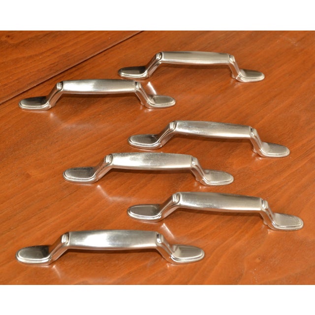 Metal Set of 22 Mid-Century Modern Brushed Nickel Silver Drawer Pulls For Sale - Image 7 of 12