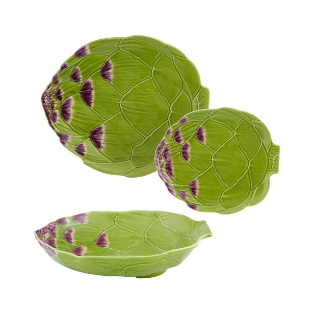 2020s Bordallo Pinheiro Artichoke Set with Pasta Bowls, Green, 12 Pieces For Sale - Image 5 of 5