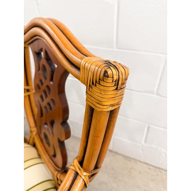 Set of 4 Vintage Bamboo and Mahogany Chippendale Dining Chairs For Sale - Image 10 of 15
