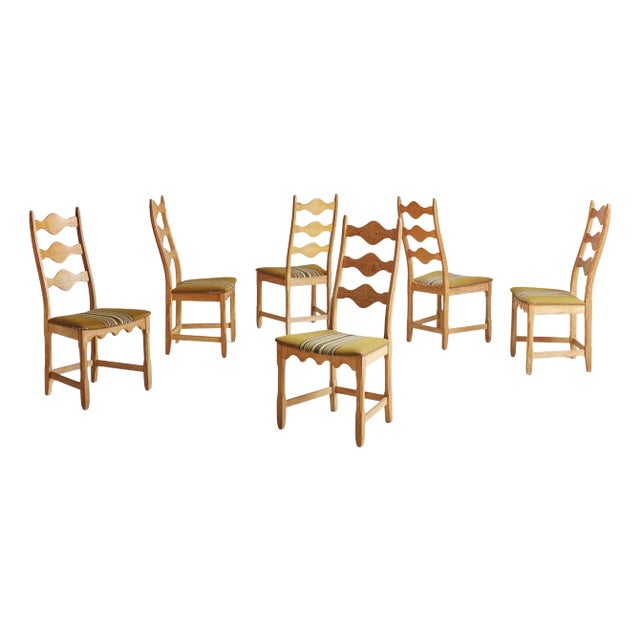 Set of 6 ‘Razor Blade’ Oak Dining Chairs by Henning Kjærnulf, Denmark 1960s For Sale