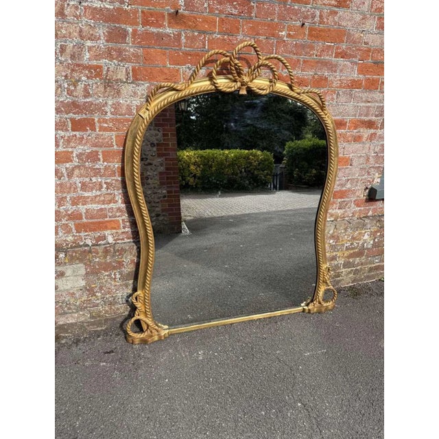 Gold Large Antique English Hour Glass Shaped Gilt Overmantle Mirror, 19th Century. For Sale - Image 8 of 8
