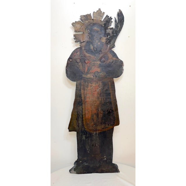 Up for sale is an exceedingly rare and unique 17th century religious sign made of hand painted copper and done with...