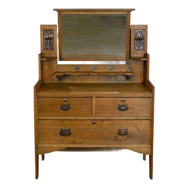 19th Century Arts and Crafts Oak Dresser and Vanity For Sale