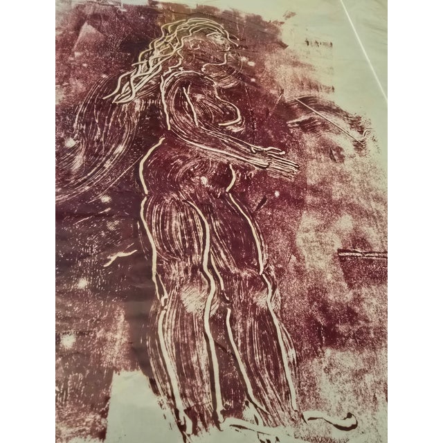Printmaking Materials Vintage Mid Century Modern Signed Lithograph Lady For Sale - Image 7 of 8