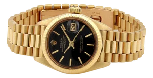 Rolex Oyster Datejust Automatic 18k Gold Black Dial Ladies Wrist Watch 6917