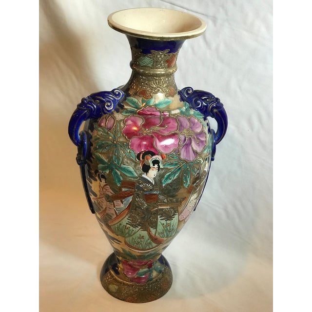 Asian Antique 19th Century Satsuma Hand Painted Vase For Sale - Image 3 of 13