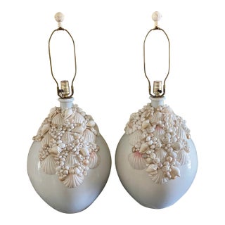 Shell Encrusted Lamps - Pair For Sale