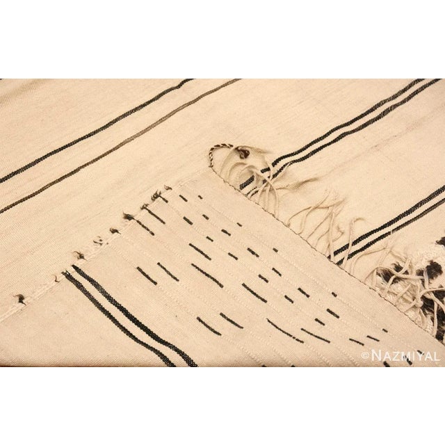 Nazmiyal Collection Ivory and Black Vintage Moroccan Kilim Rug For Sale - Image 4 of 7