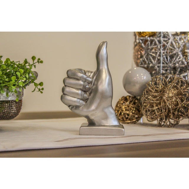 Silver Thumbs Up Hand Sculpture For Sale In Miami - Image 6 of 7