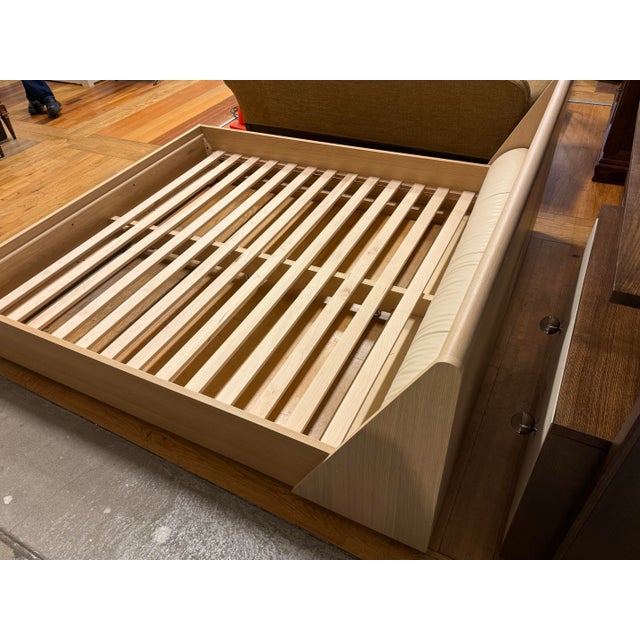 Contemporary California King Bespoke Natural Oak Wood Platform Bed Frame For Sale - Image 3 of 12