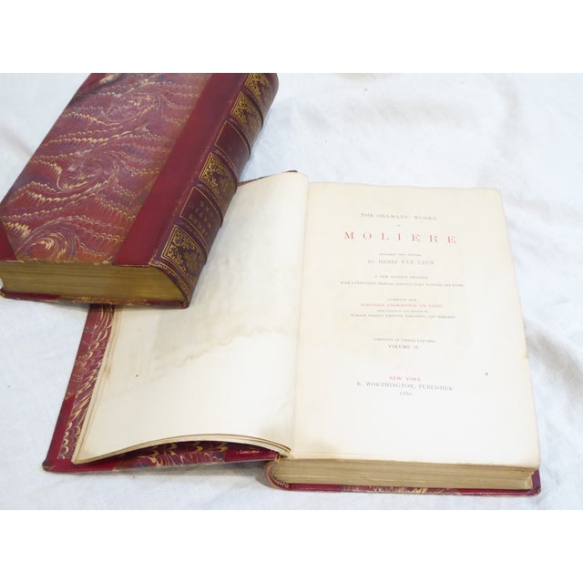 These 19th Century leatherbound volumes of Moliere have gilded details.