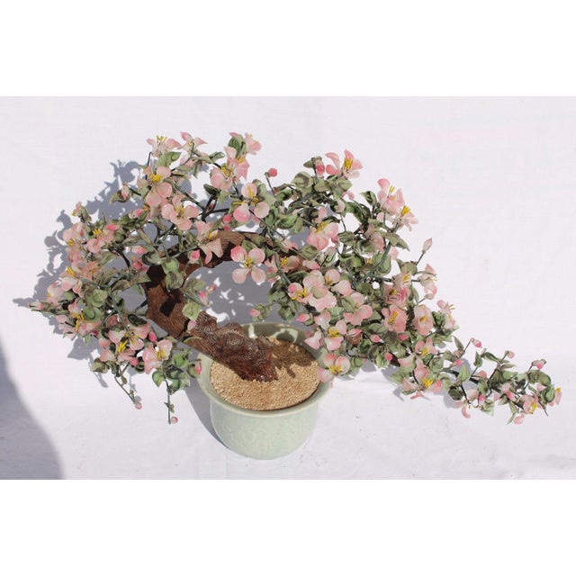 Mid Century Asian Glass Sculpture Bonsai Cherry Blossoms Chairish