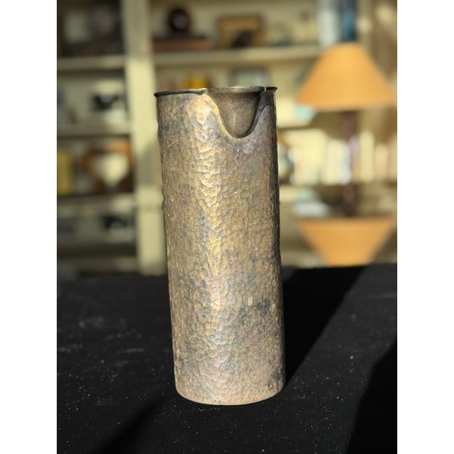 Antique Hand-Hammered Silver-Washed Copper Pitcher, Arts & Crafts, C. 1900–1920 For Sale - Image 4 of 8