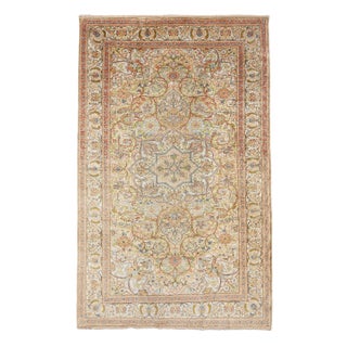 1960s Vintage Silk Turkish Kaisari Rug- 4′9″ × 7′7″ For Sale