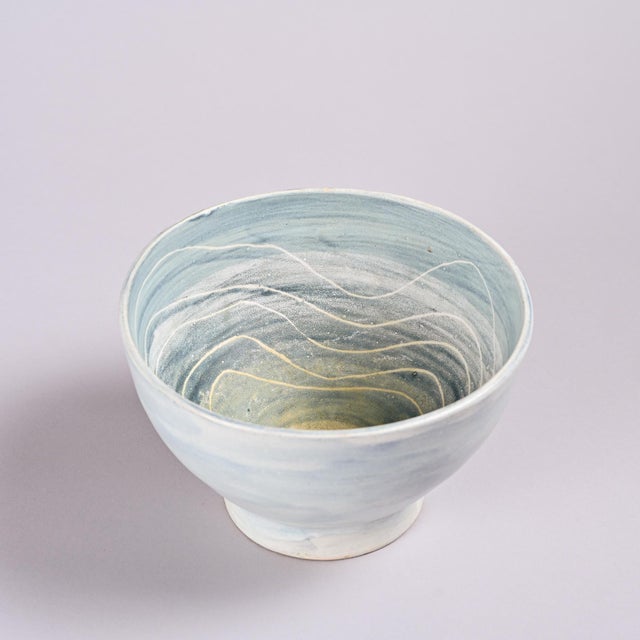 Blue Glazed White Ceramic Bowl from Marie Madeleine Jolly, France, 1960s For Sale - Image 8 of 13