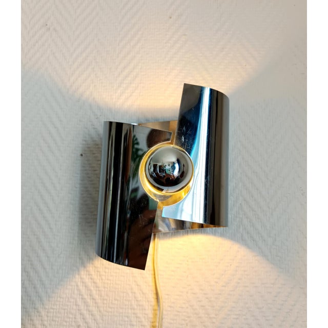 Silver Space Age Oxar Wall Lamp, 1970s For Sale - Image 8 of 12