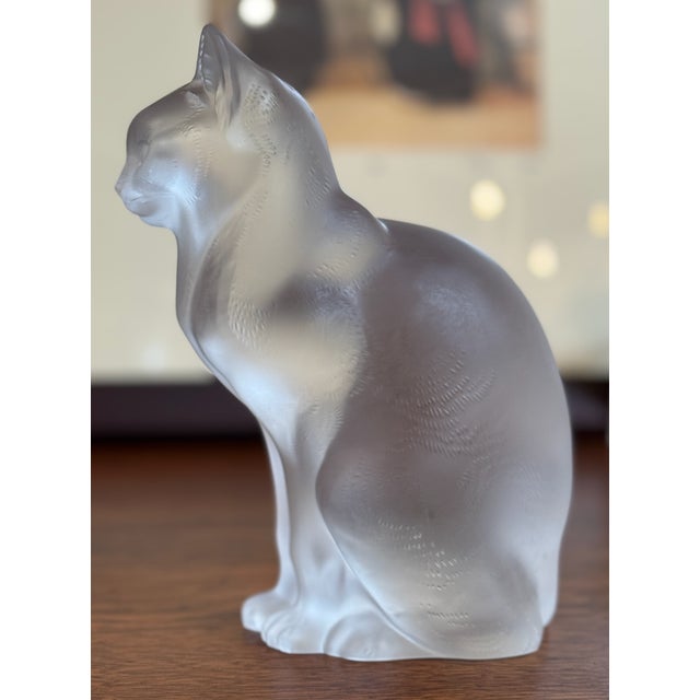 Late 20th Century Lalique Crystal Cat Sitting | Chairish