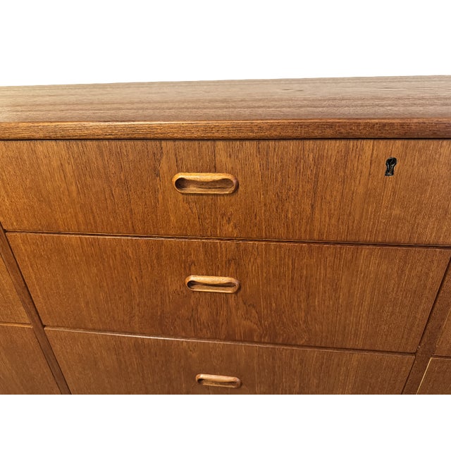 Mid-Century Modern Large 1950s Danish Mid-Century Modern Teak 9-Drawer Lowboy Dresser – 72" For Sale - Image 3 of 9