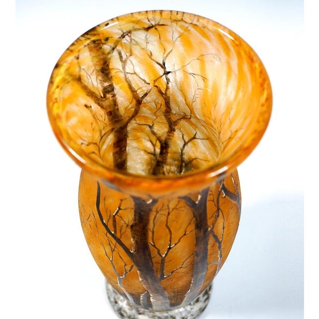 Art Nouveau Cameo Vase with Winter Landscape from Daum Nancy, France, 1900 For Sale - Image 6 of 9