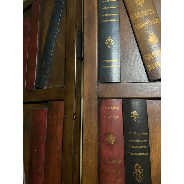 Maitland Smith Style Leather Book Screen Room Divider For Sale In Cleveland - Image 6 of 14