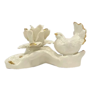 Vintage 1960s Italian Capodimonte Porcelain Bird & Rose Figurine