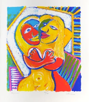 Honeymooners, Chae Tong Yull Screenprint, Signed and Numbered in Pencil