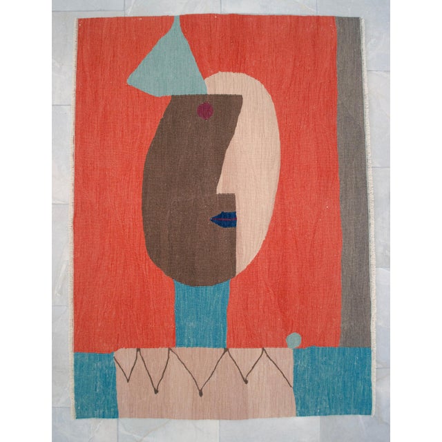 Paul Klee "Clown "Inspired Hand Woven Area Rug & Wall Decor - 3′10″ × 5′4″ For Sale - Image 10 of 14
