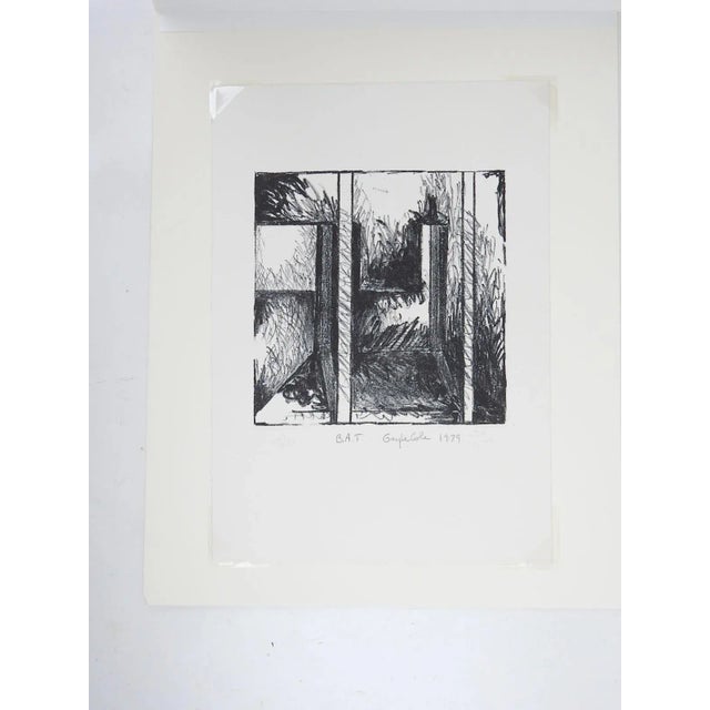 Contemporary 1979 Geometric Abstract Black and White Lithograph For Sale - Image 3 of 4