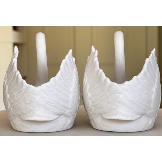 Vintage White Porcelain Swan Cake Toppers - A Pair For Sale - Image 4 of 10