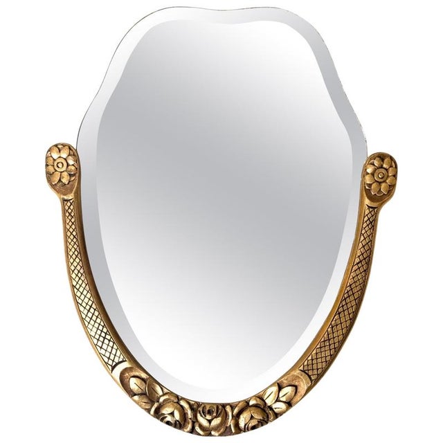 Swedish Grace Carved Giltwood Mirror with Beveled Glass and Roses, 1930 For Sale - Image 17 of 17