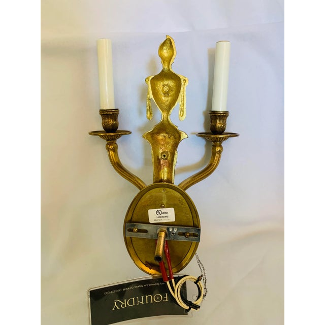 Late 20th Century Brass Empire Two-Light Sconce Maid in Spain From the Foundry l.A. For Sale In Los Angeles - Image 6 of 13