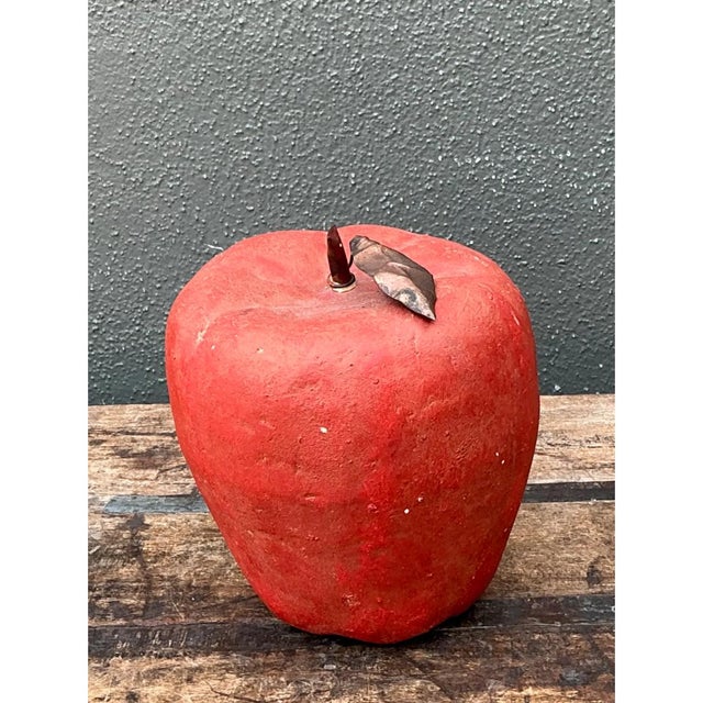 Mid 20th Century Vintage Monumental Red Painted Plaster Apple For Sale - Image 5 of 12