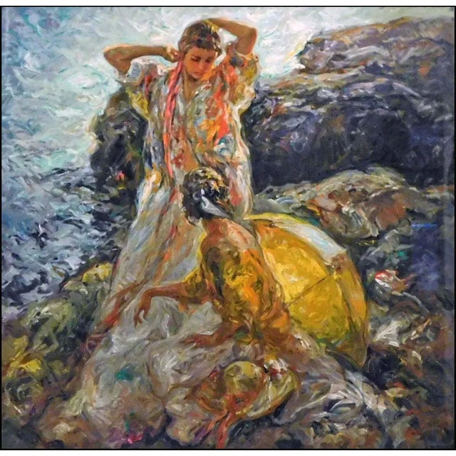 Impressionist Royo "Cala en Mallorca" Spain, Hand Signed & Numbered Art, Ocean Flower For Sale - Image 3 of 8