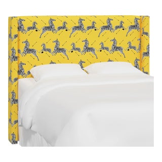 Red from Scalamandre crafted by Cloth & Company Hudson Full Headboard, Yellow Animal Print For Sale