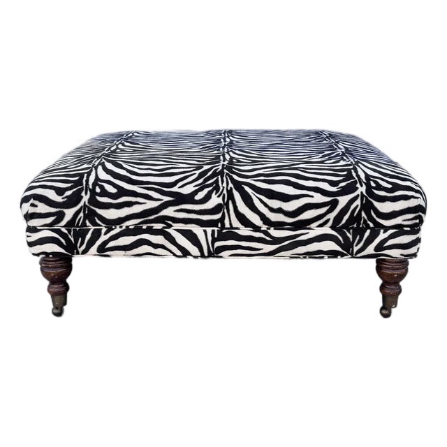 1960s Mid Century Large Zebra Ottoman For Sale