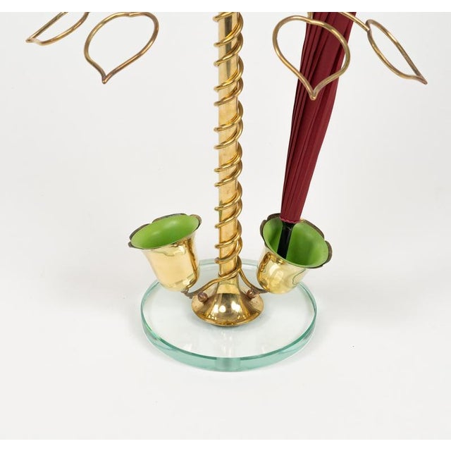 Mid-Century Flower Umbrella Stand in Glass and Brass in the style of Cristal Arte, Italy, 1960s For Sale - Image 12 of 16