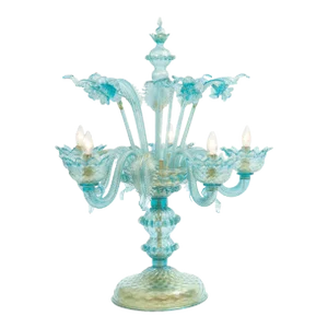 Late 20th Century Gold Flecks Design With Brass Base Venetian Flambeau Table Lamp