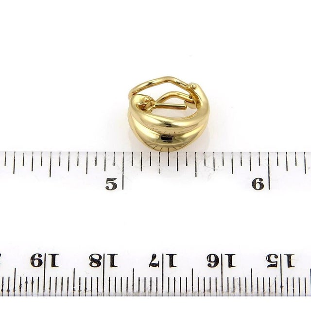 Mid 20th Century Mid 20th Century Pair of Tiffany & Co. 18k Yellow Gold Leaf Shape Small Huggie Earrings For Sale - Image 5 of 5