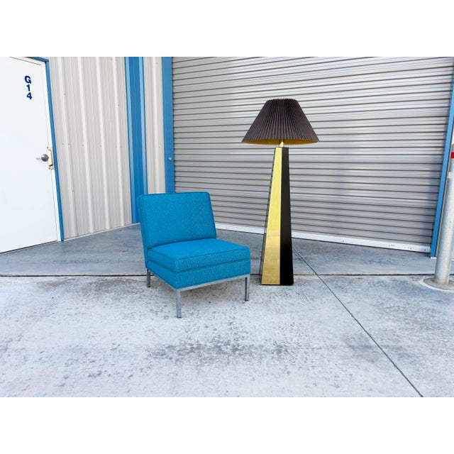 Pair of Mid-Century Chrome Slipper Lounge Chairs Styled After Knoll, 1960s For Sale - Image 9 of 14