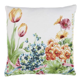 Flower Garden Tapestry Cushion With Feather Filler - 46 X 46cm For Sale