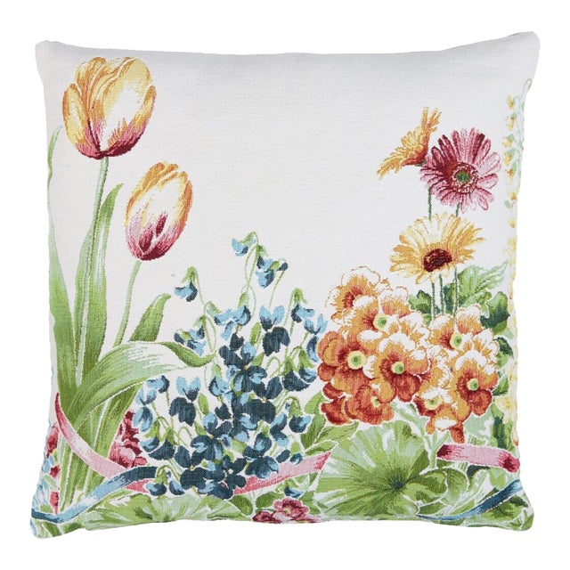 Flower Garden Tapestry Cushion With Feather Filler - 46 X 46cm For Sale