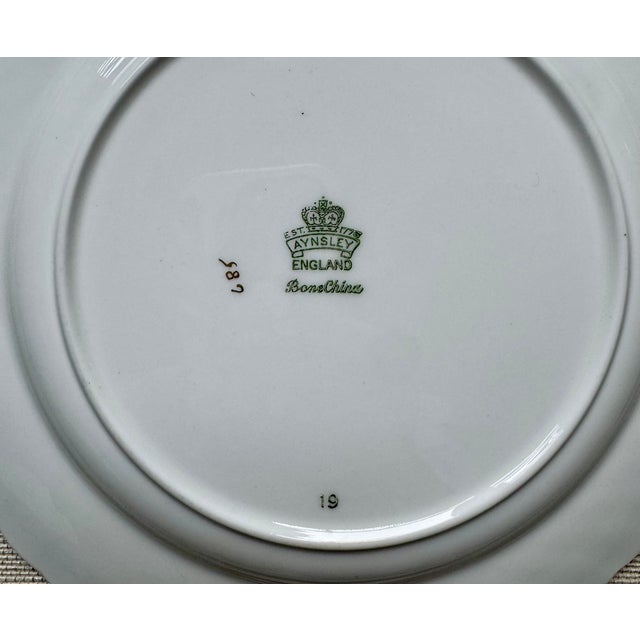 English Vintage Aynsley Bone China Salad/Dessert Plates Set of 4, Pattern 1019 C1019, Gold Gilt Floral For Sale - Image 3 of 3
