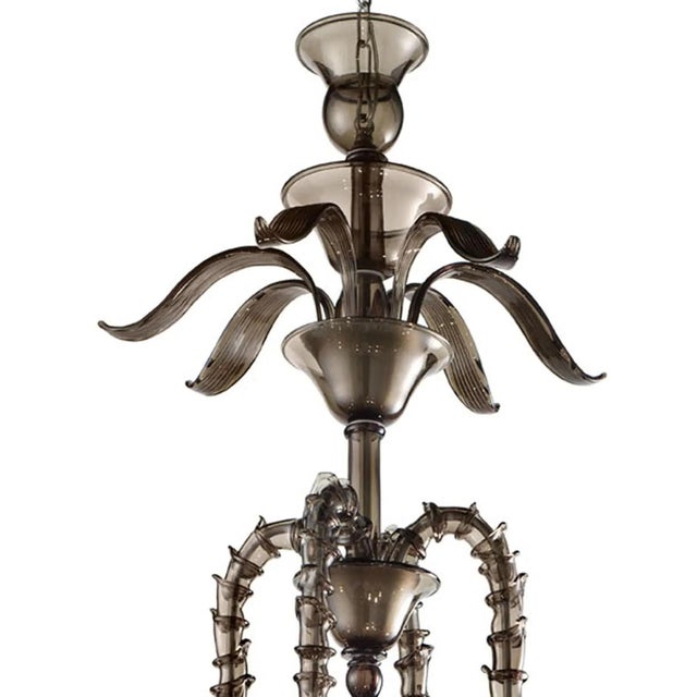 Contemporary Smoked-Fumè Ca Rezzonico Murano Glass Chandelier For Sale - Image 3 of 7