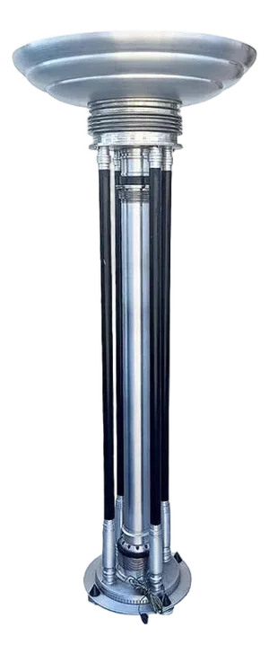 1980 Large Machine Age Art Deco Revival Aluminum and Steel Floor Lamp